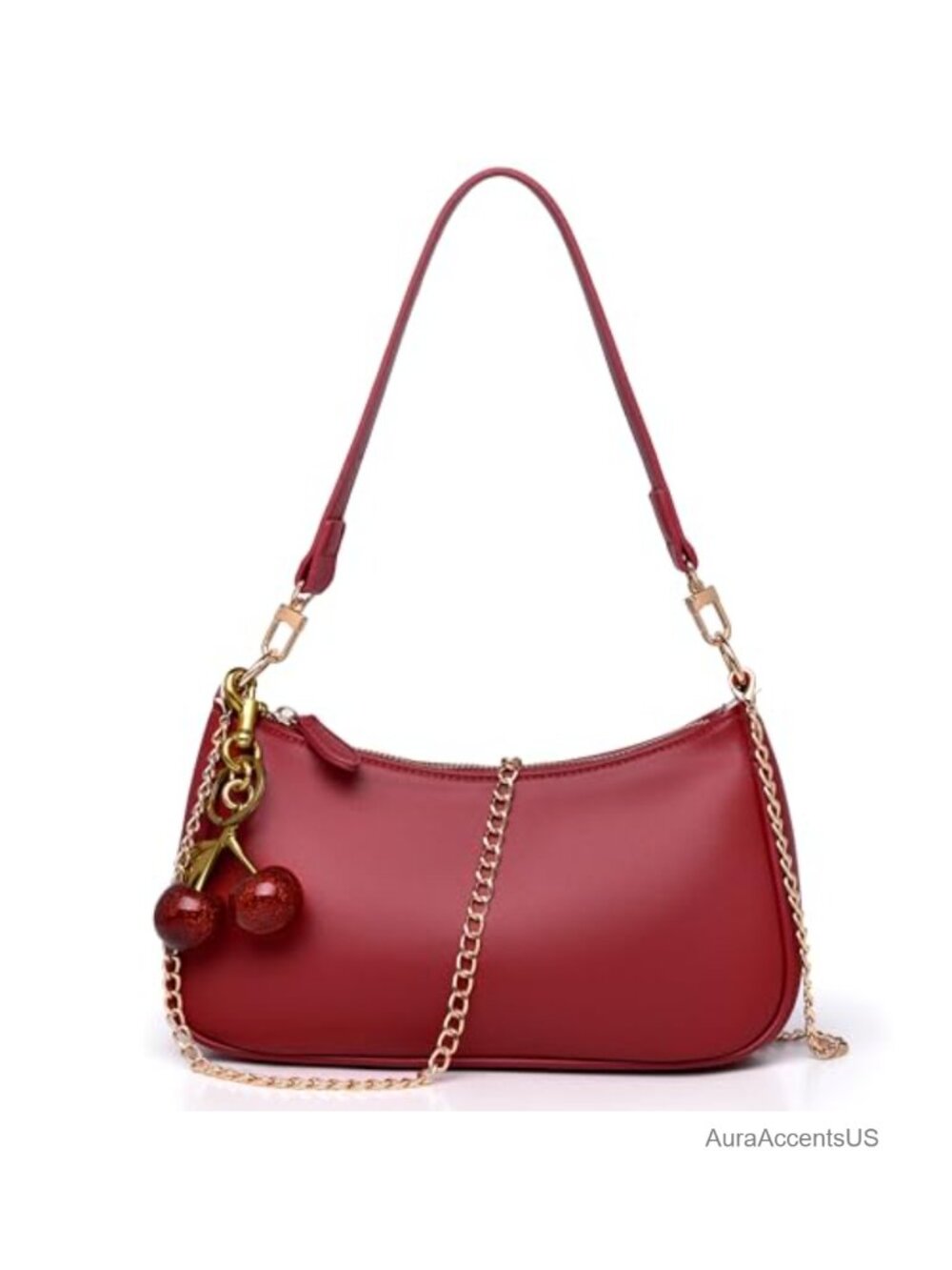 Cherry Clutch Hobo Crossbody Bag Faux Leather RFID Zipper
